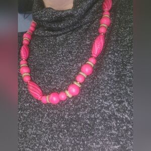 Vibrant Pink Beaded Necklace